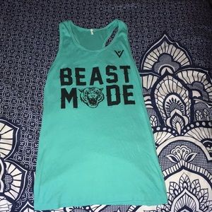 Beast Mode teal turquoise workout tank